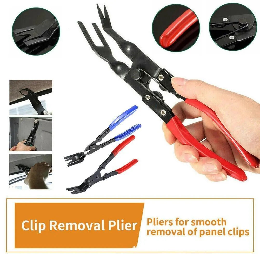 Blue handled car clamp removal pliers with 240mm steel construction for automotive interior repair