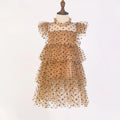 Girls sleeveless sequin star cake dress with cotton lining in blue, available in multiple sizes