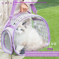 Transparent hard EVA space capsule backpack for cats, shown in green, with large interior and backpack straps.