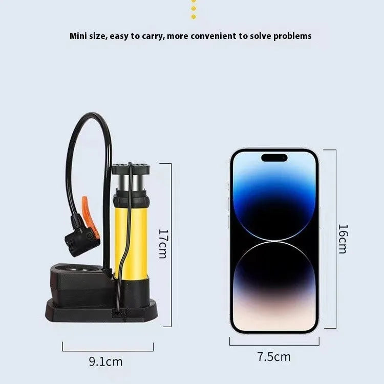 Iron foot tire pump for bicycle and motorcycle manual inflation with ball needle