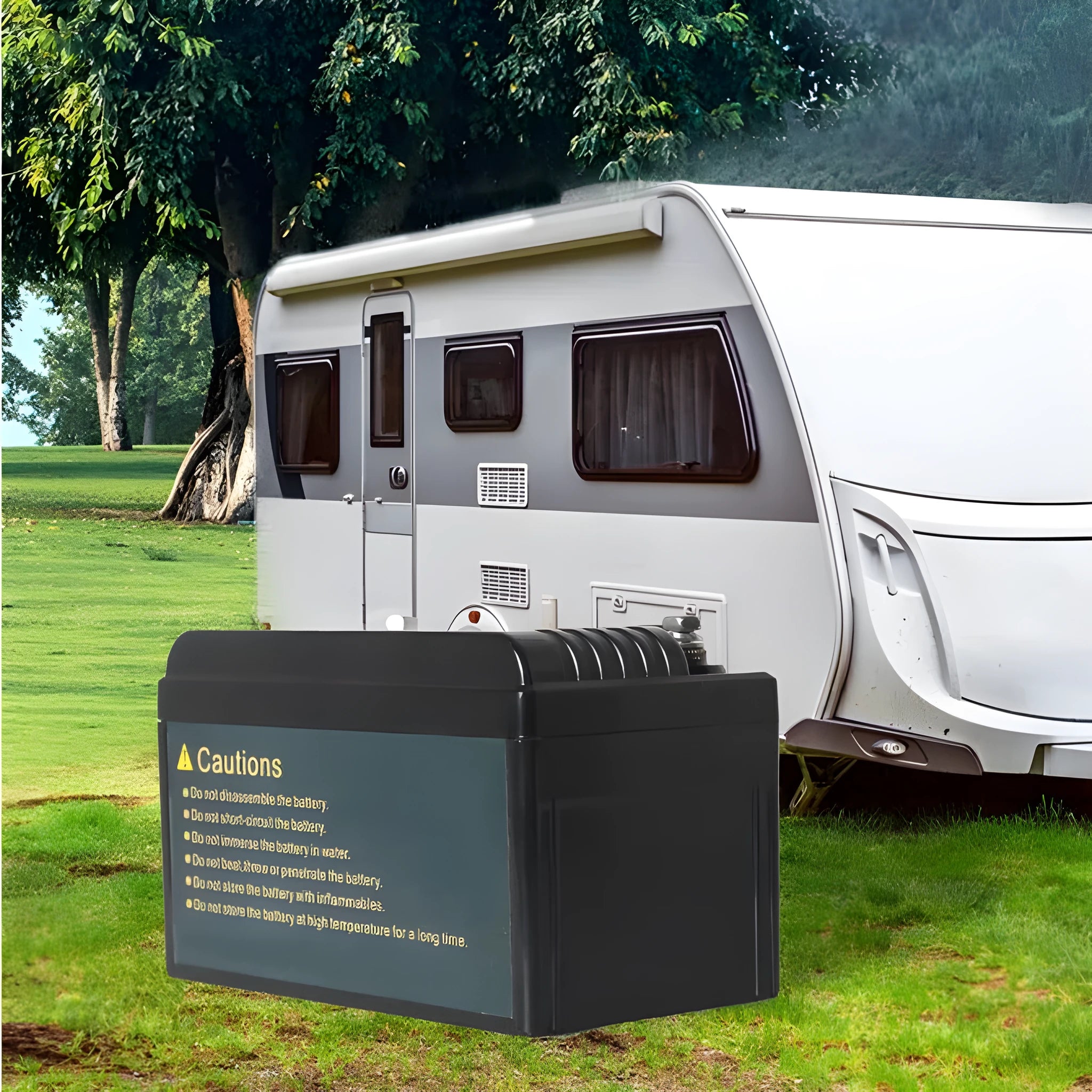 12V lithium iron phosphate battery in black colour with compact 150x87x93mm size for power storage