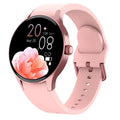 Black Bluetooth sport watch with a round touch screen on a wrist.