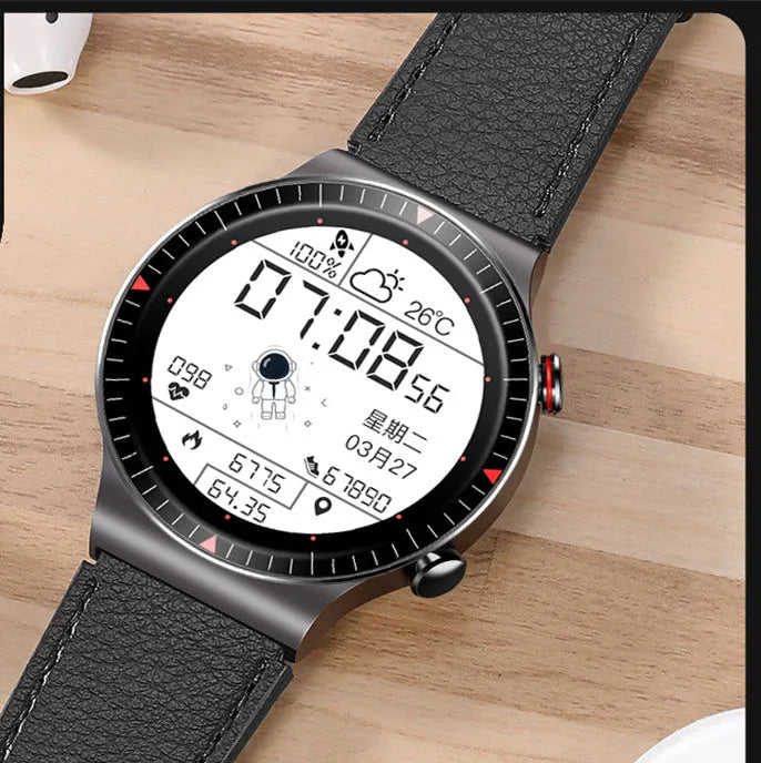 Music Recording Bluetooth Call Smart Watch with 1.28 Inch Touch Screen, 4G Memory, 260mAh Battery, TPU and Silicone Wristband for Business, Adults, Elderly, Black and White, Health Monitoring and Sleep Analysis Compatible with Android and iOS Platforms