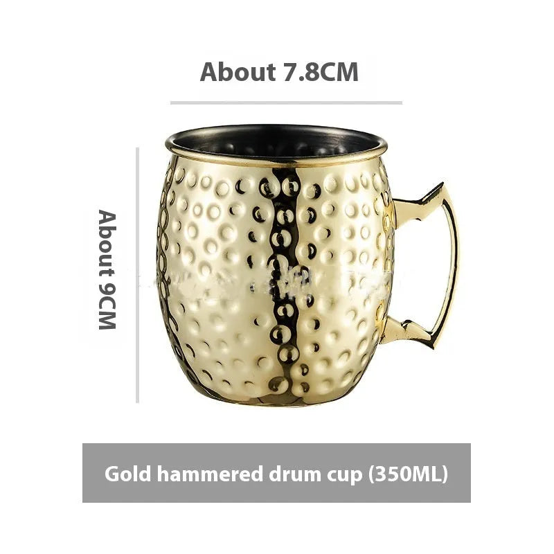 Stainless steel Moscow Mule cocktail cup with copper plating in multiple colour options