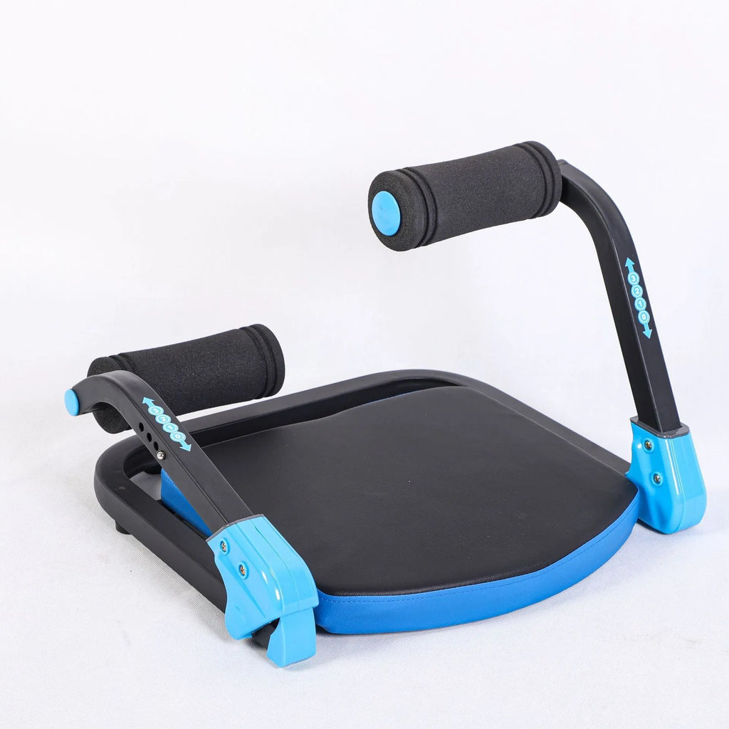 Household mini multifunctional abdominal device in sky blue and red colours for fitness training