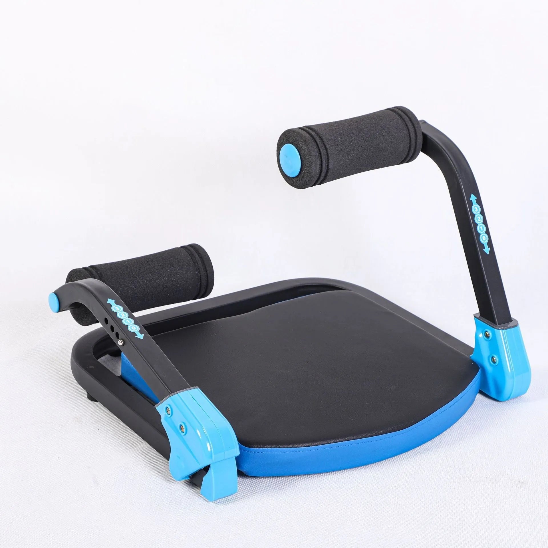 Household mini multifunctional abdominal device in sky blue and red colours for fitness training