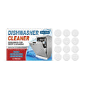 Box of 12 dishwasher cleaning tablets with sodium bicarbonate and citric acid formula