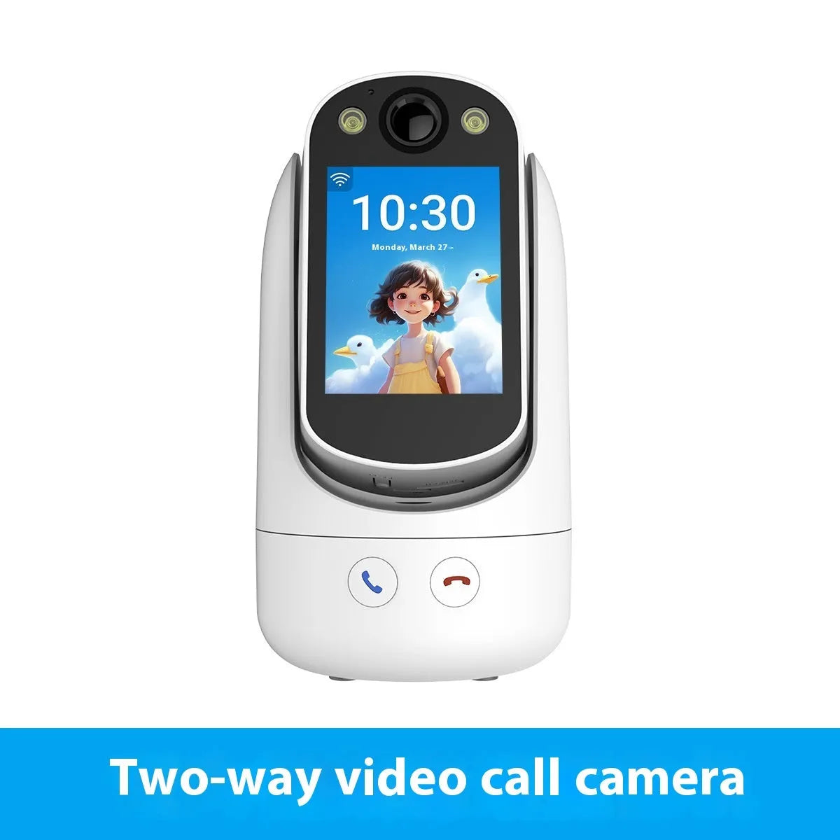 C20 white two-way video call surveillance camera with 2.8-inch screen and 120-degree lens
