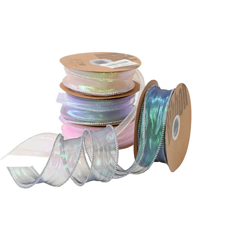 Fishtail yarn ribbon roll with wave design in 4cm width for DIY floral bouquet decoration