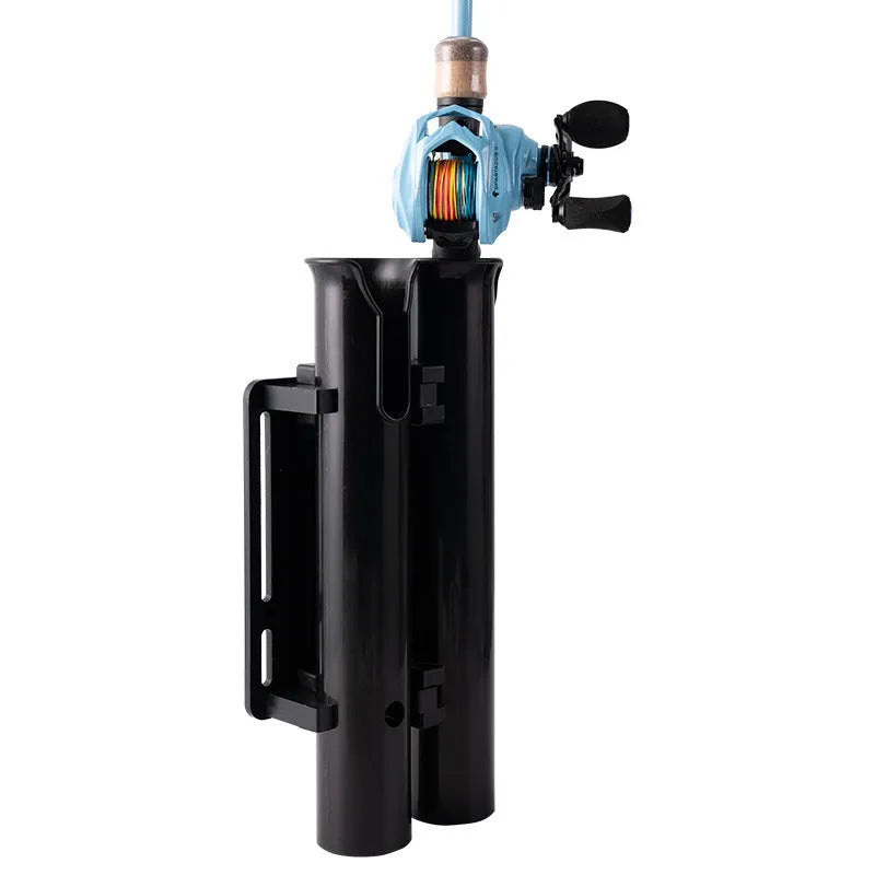 Double-layer plastic fishing rod rack with carbon clamp for bicycle mounting