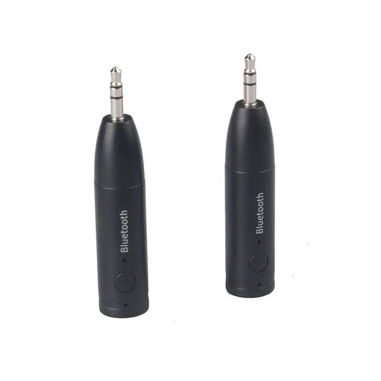 Black Bluetooth AUX audio receiver for car stereo with USB cable