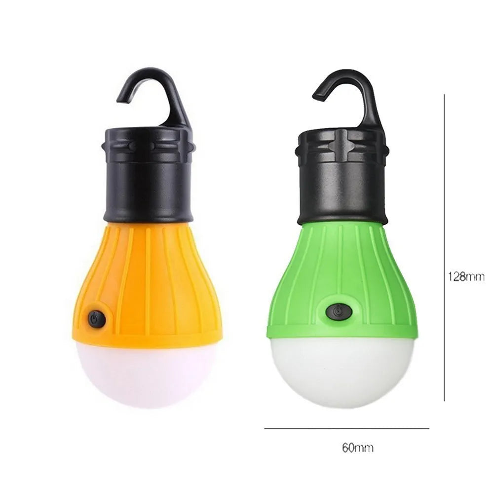 Portable camping light with hanging hook and 3 LED lamps in blue colour