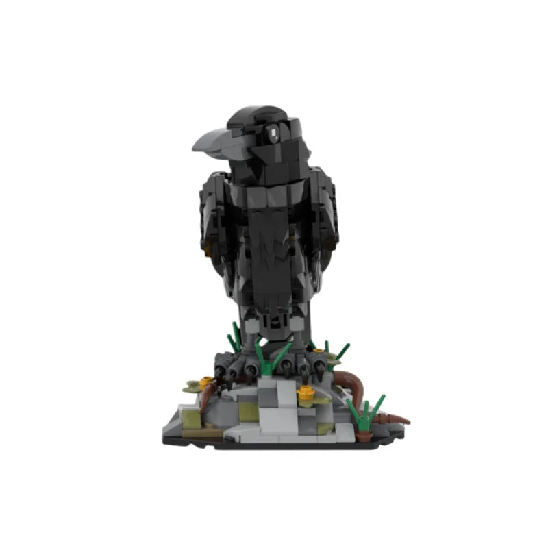 Small particle plastic building block set for crow model in bagged packaging Crow colour