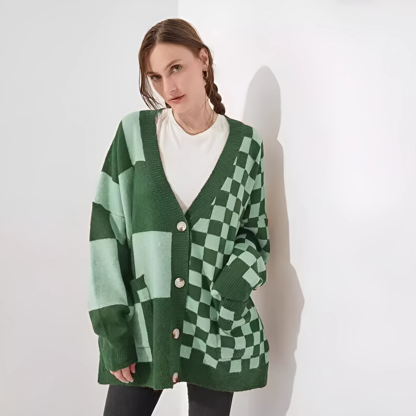 Women's loose slim fit cardigan in polyester spandex fabric available in six colours