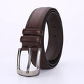 Men's pin buckle cowhide belt in genuine leather with alloy buckle, black colour, 125cm length