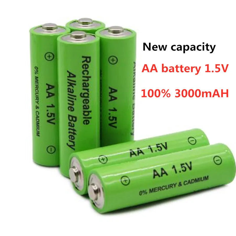 AA alkaline rechargeable battery 3000mAh industrial grade with green casing