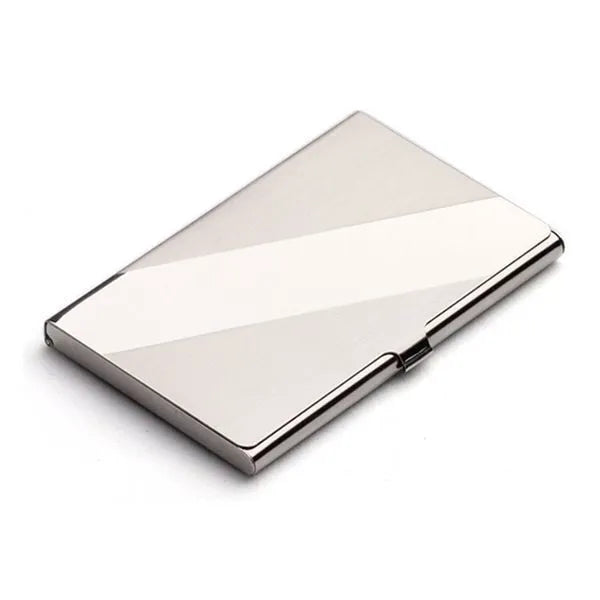 304 stainless steel geometric business card case with laser sculpture detailing