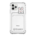 Transparent cartoon design TPU phone case with card holder for iPhone models