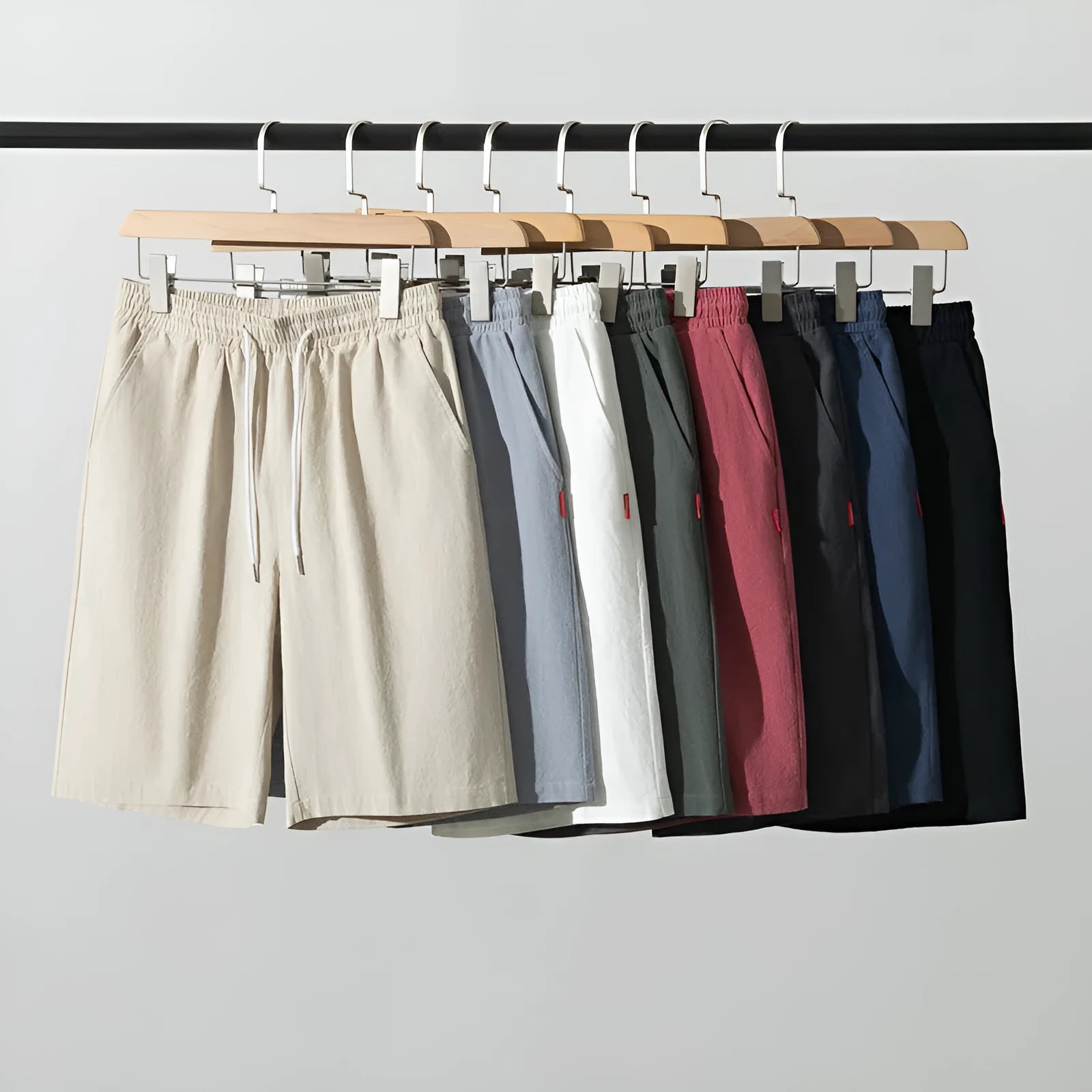 Chinese style solid colour cropped pants in cotton linen fabric with drawstring waist