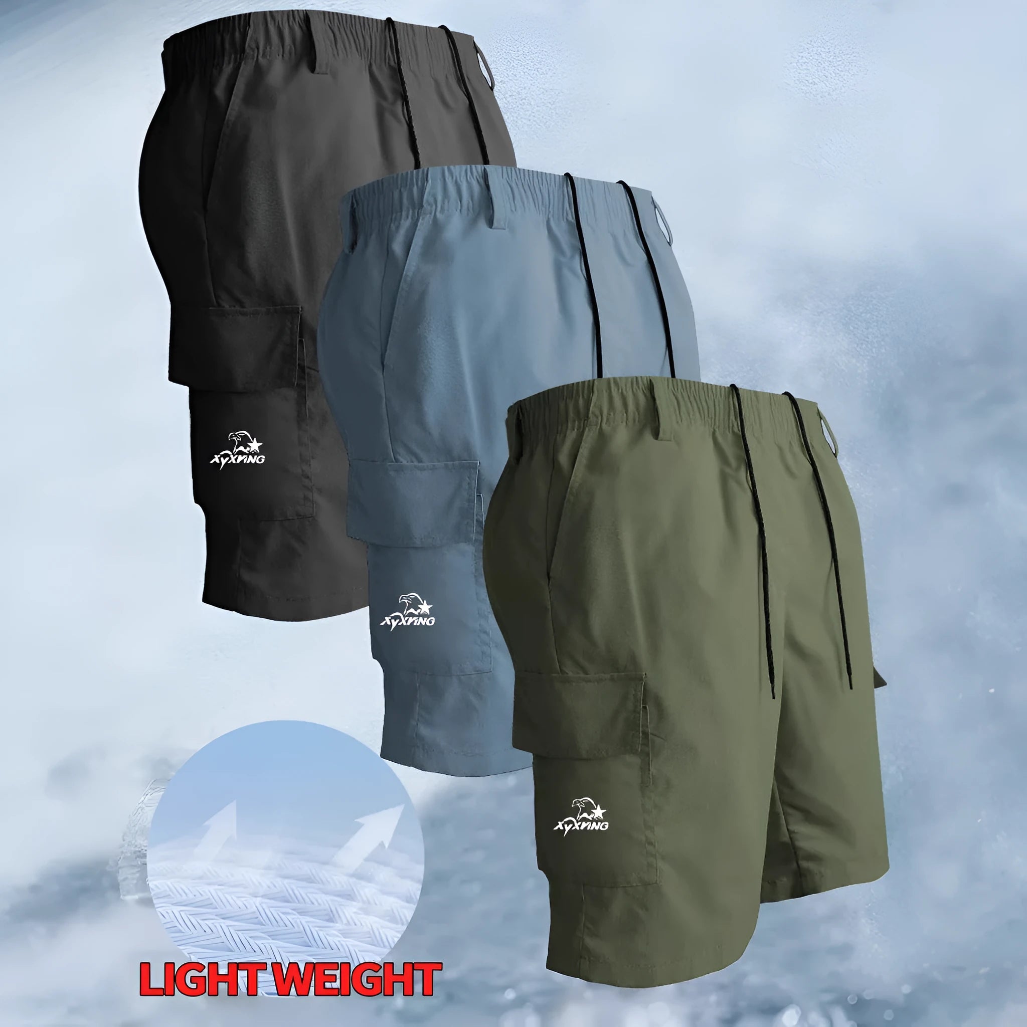 Men's loose straight casual shorts in polyester fibre fabric available in multiple colours