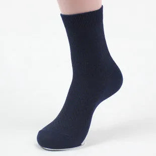 Men's bamboo fibre sock in small square pattern, shown in navy blue colour