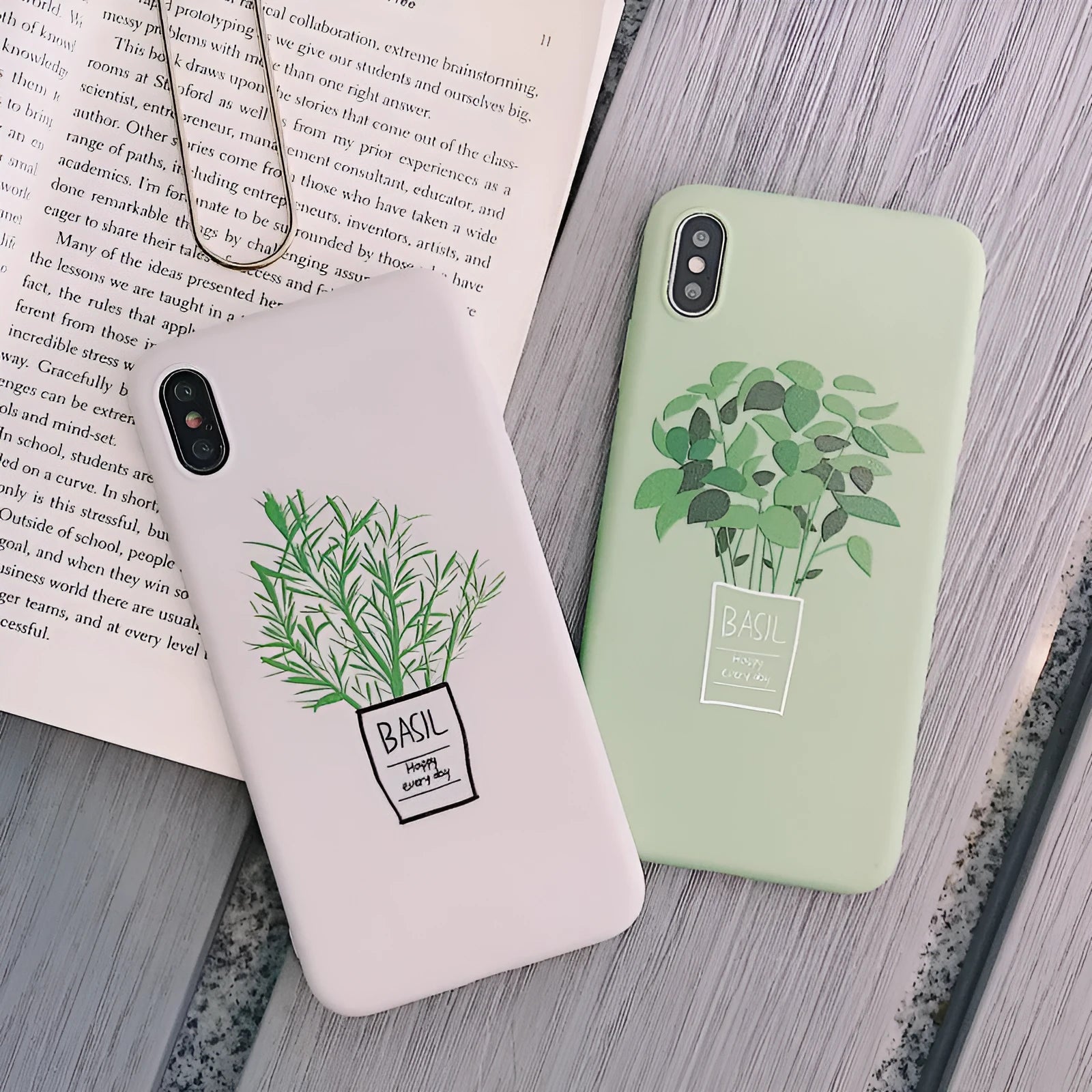 Silicone Plant Pattern Phone Case Back Cover for iPhone 11 11Pro 11Pro Max XR XS XS Max 6 6s 7 8 Plus X Non-Toxic Painted Design Dirt-Resistant Wear-Resistant Easy Clean White Colour Simple Style