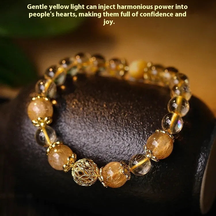 Women's retro style artificial crystal lucky bracelet in yellow water gold or amethyst gold hydrangea colour options