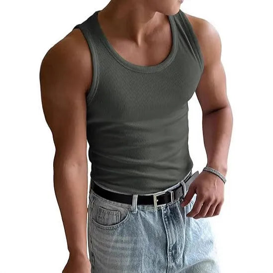 Men's tight fit polyester workout T-shirt with wool lining shown in black.