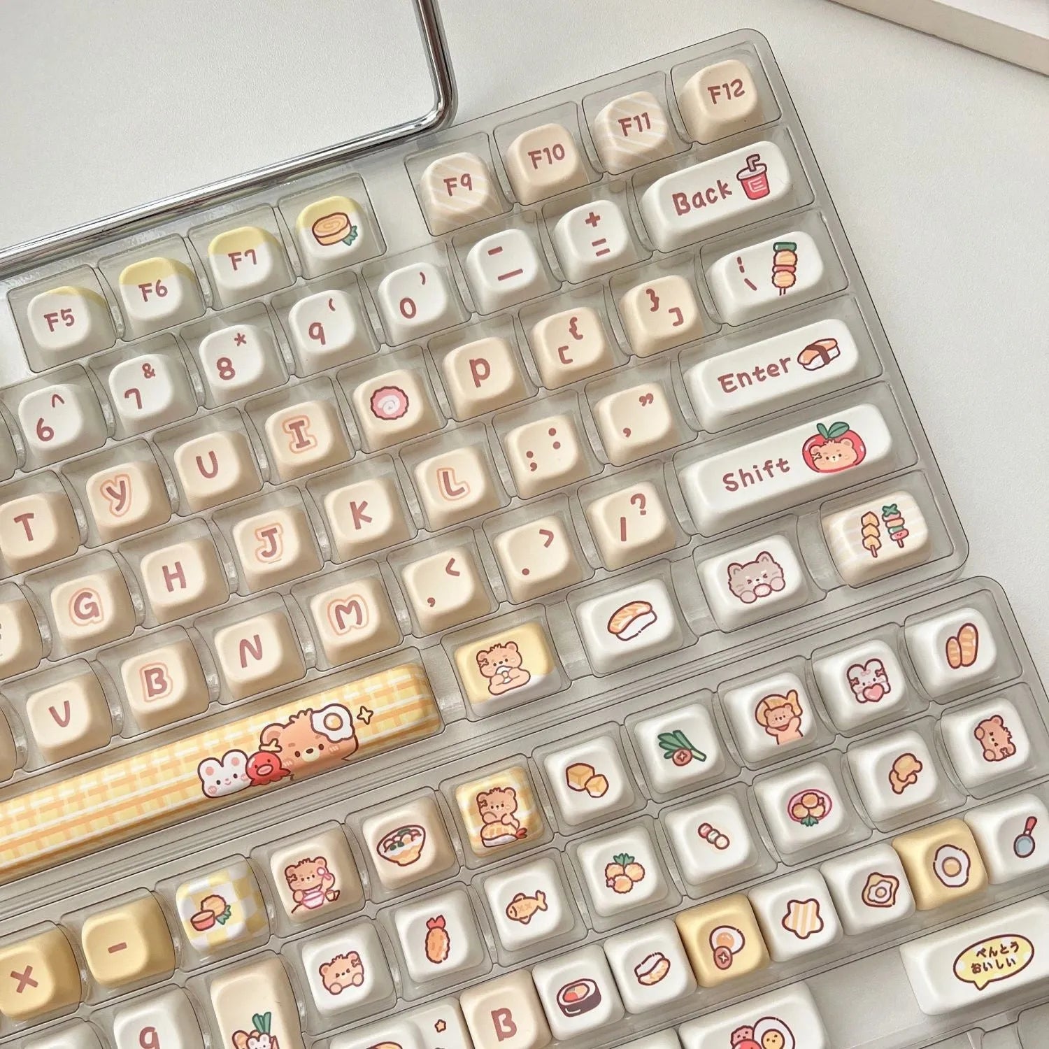 Rabbit Bear Restaurant themed PBT keycap set with thermal sublimation printing, EOA height profile