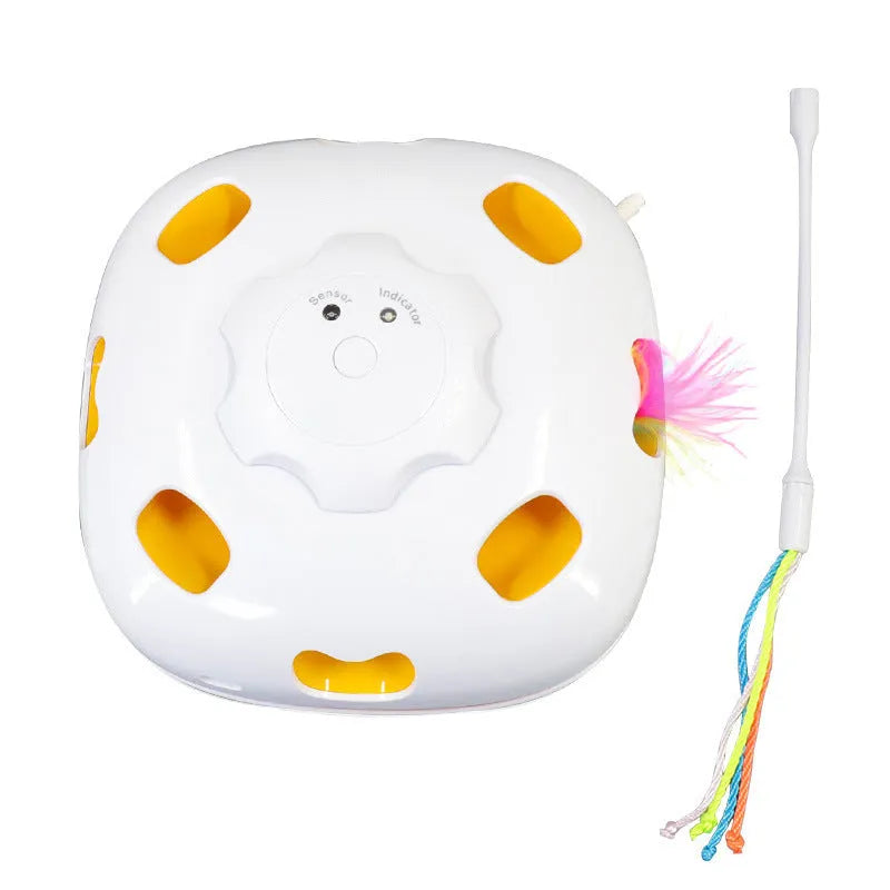 Colourful plastic cat self-stimulation toy measuring 19.8x11.5x19.5cm