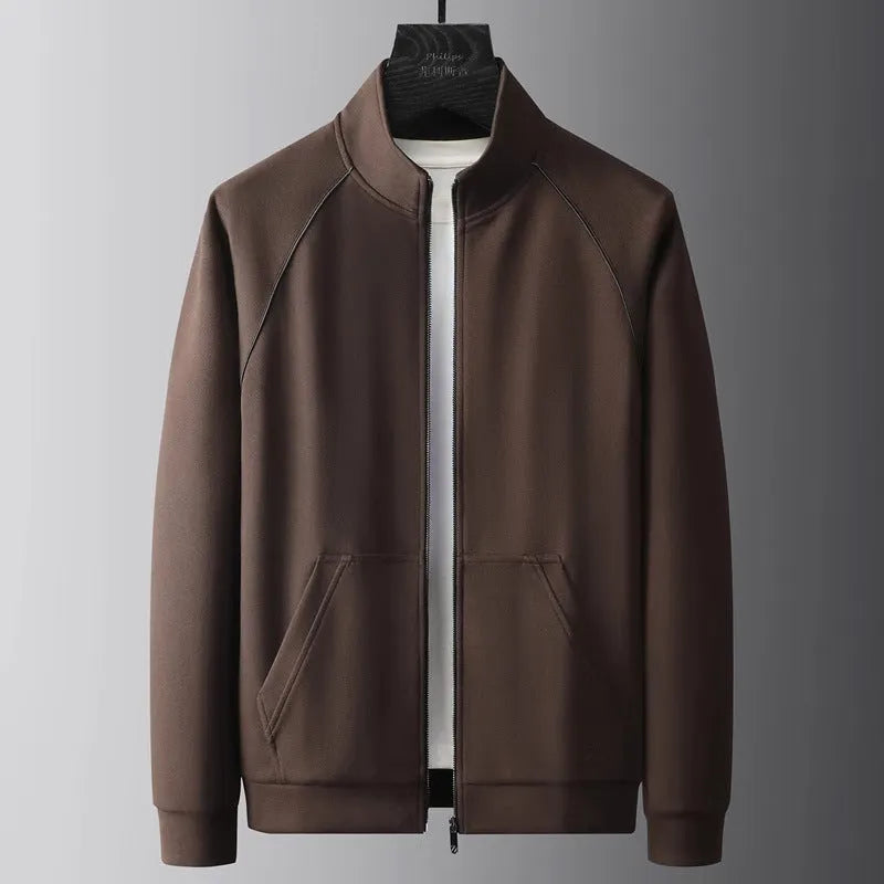 Men's stand collar casual sports suit in polyvinyl alcohol fibre with slim fit styling and long sleeves