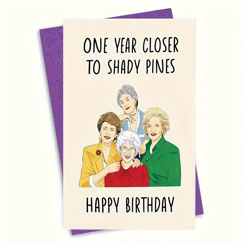 Simple printed birthday greeting card with a matching coloured or kraft paper envelope.