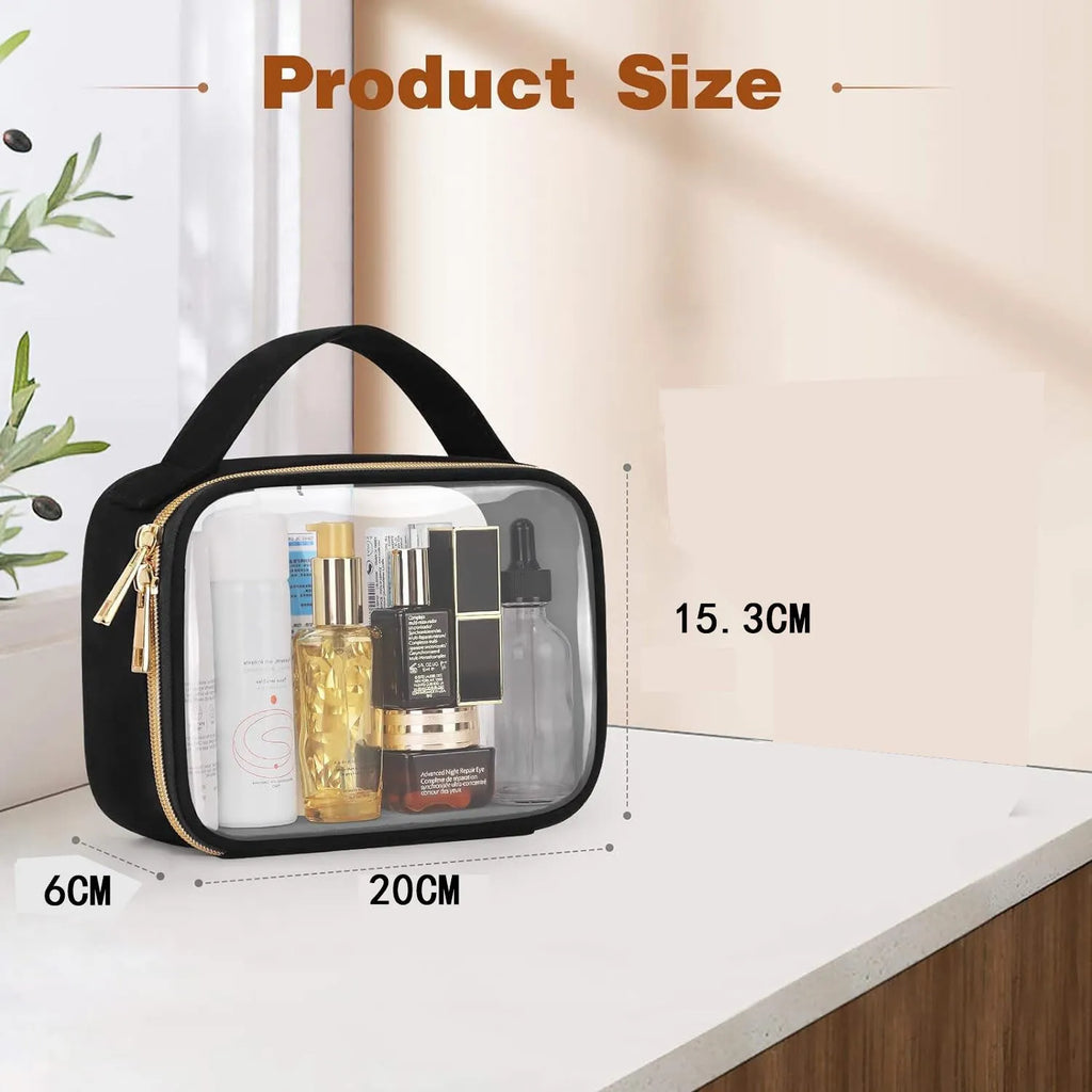 Transparent PVC lipstick organiser bag with detachable metal chain in leopard print pattern