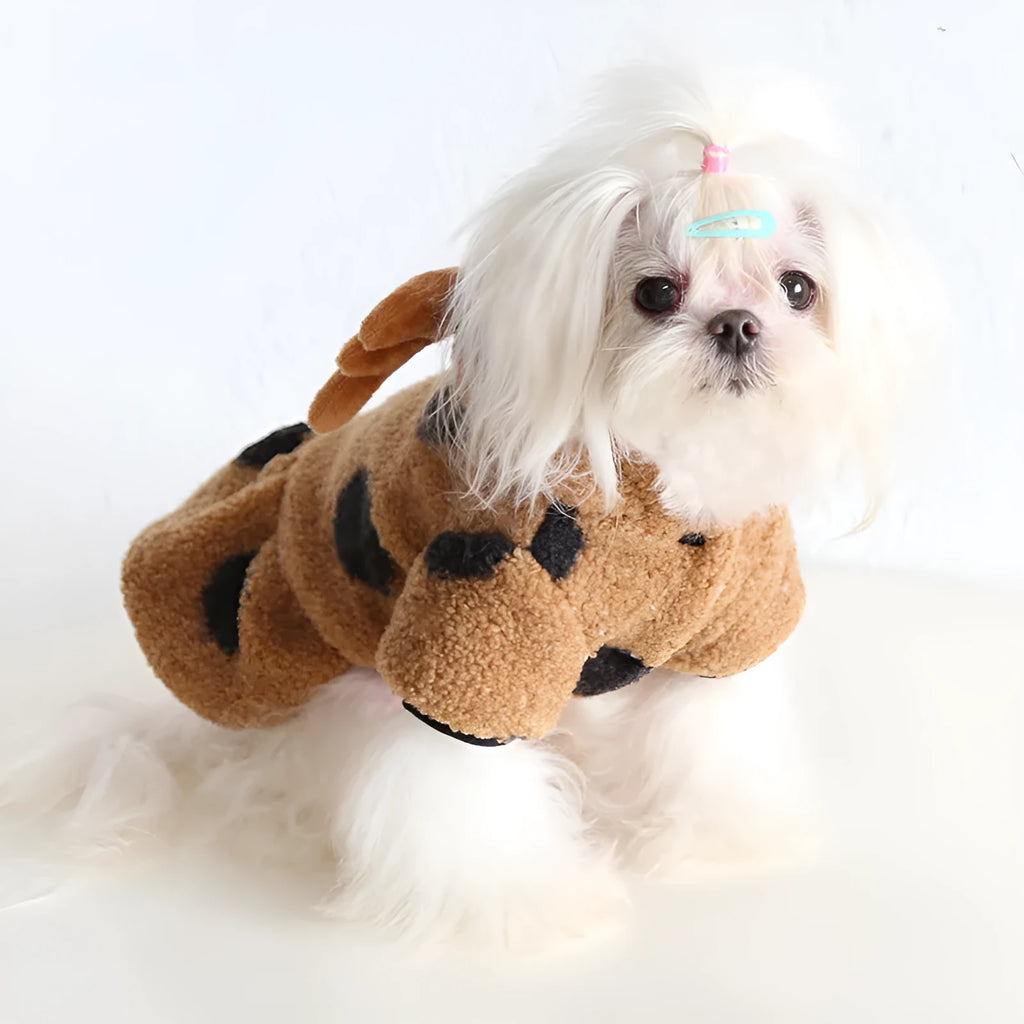 Polka dot elk pattern pet clothing for dogs and cats in skirt and four-leg styles