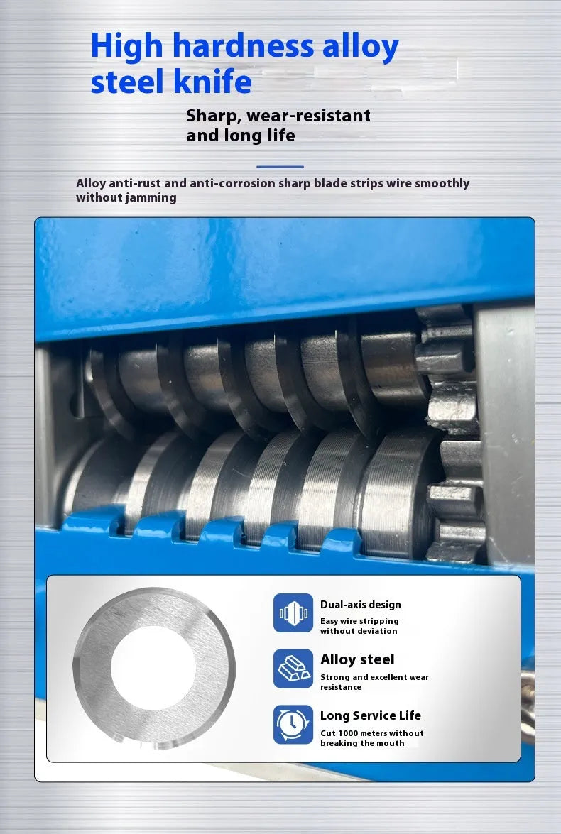 SD-017 manual wire stripping machine showing adjustable mechanism for wires 0.5-17mm diameter