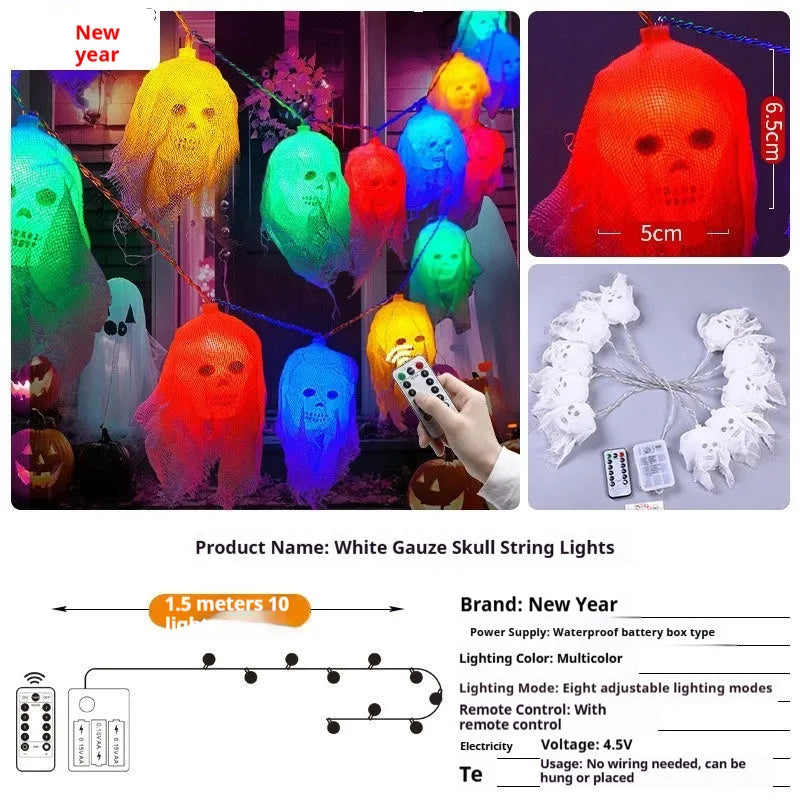 Halloween battery-powered coloured LED string lights for indoor wall decoration in 1.5m or 2.5m lengths