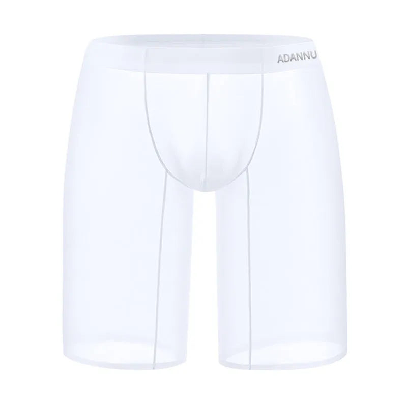 Men's seamless black nylon mesh shorts with hip-lifting function for homewear