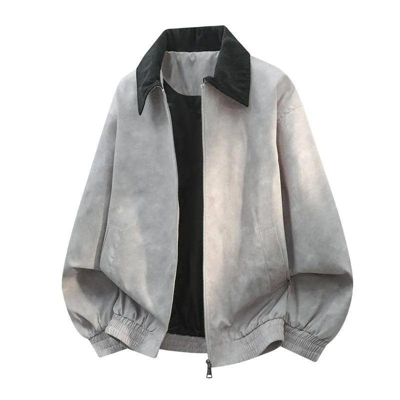 Men's casual lapel jacket with stitching detail on the front, shown in dark purple colour.