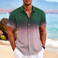 Lapel Button Short-sleeved Shirt Summer Men's Gradient Striped Print Beach Shirt Casual Leisure Cardigan Top Polyester Fabric S-6XL,