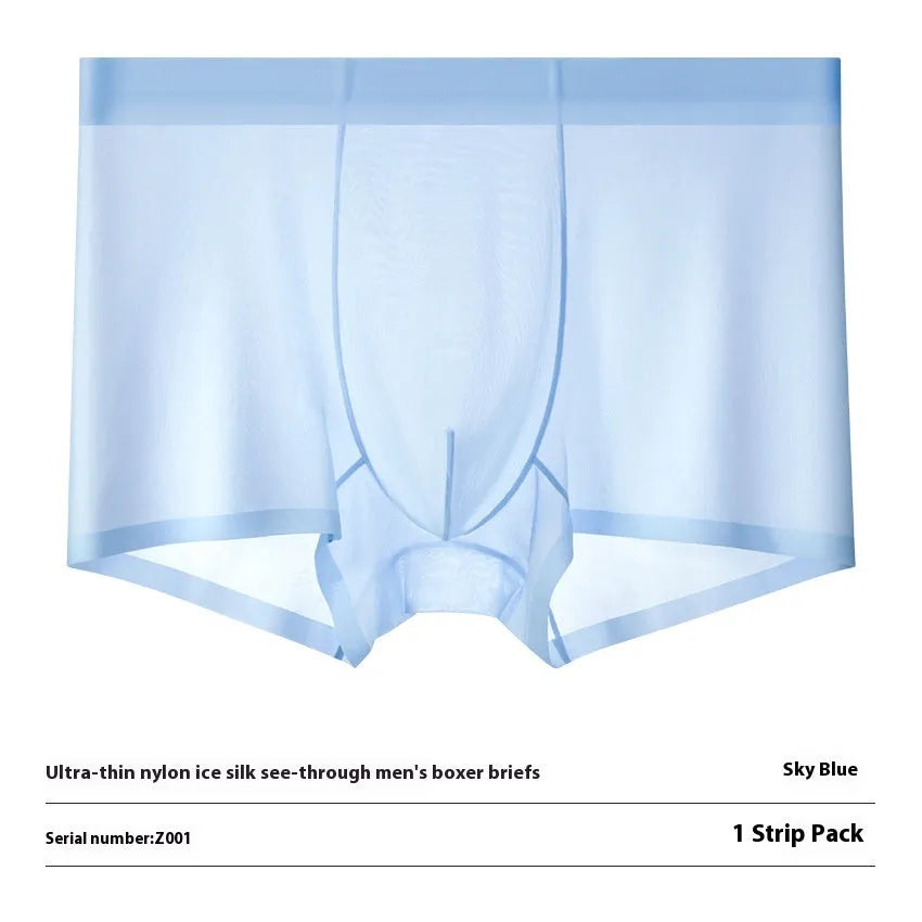Ultra-thin ice silk men's boxer briefs in a solid colour on a white background.