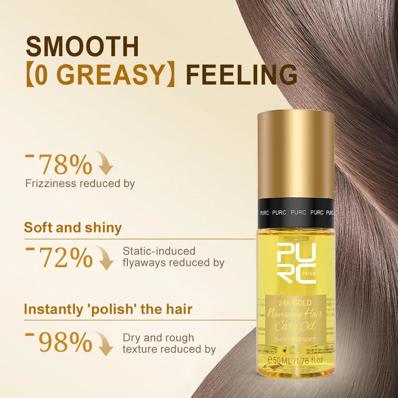 50ml yellow essential hair oil bottle for scalp treatment and curly hair repair