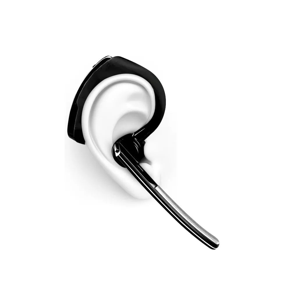 V9 Jerry style Bluetooth wireless headset with ear-bud and charging cable on a white background.