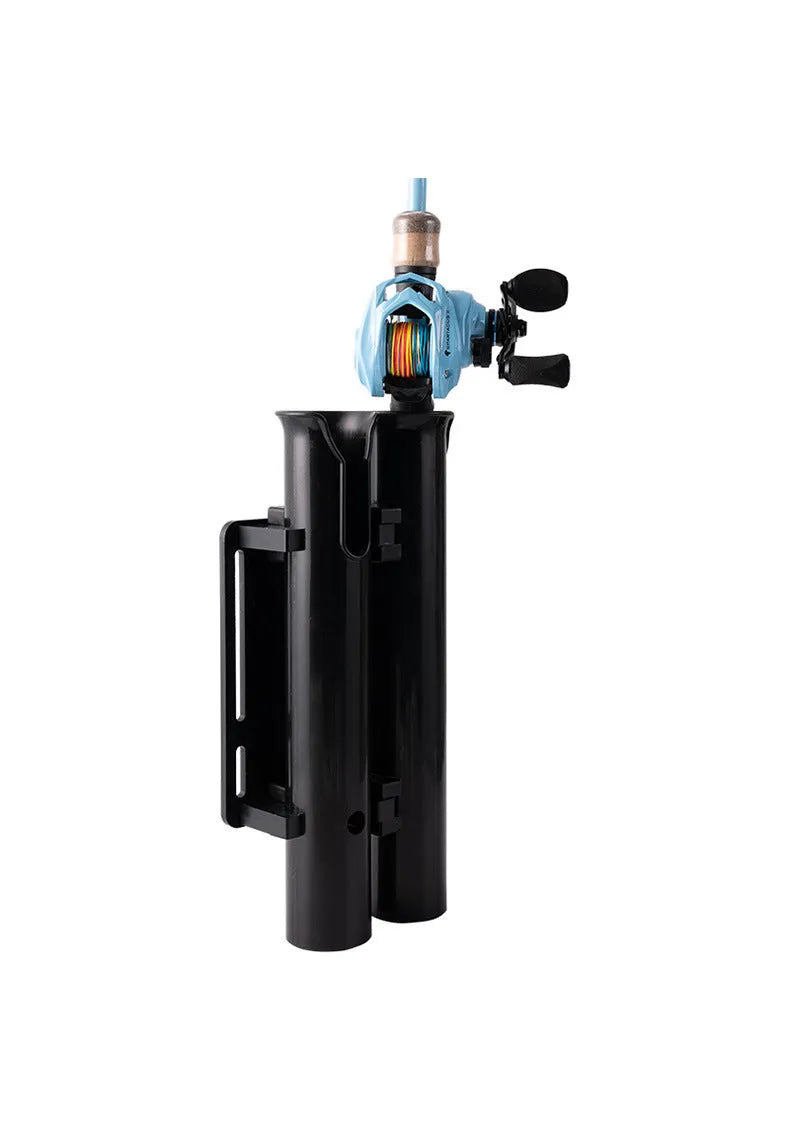 Double-layer plastic fishing rod rack with carbon clamp for bicycle mounting