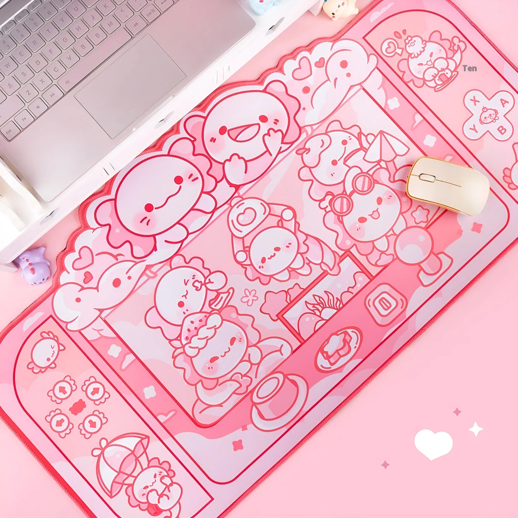 Hexagonal dragon crane machine large mouse pad with wrist support and cartoon anime pattern