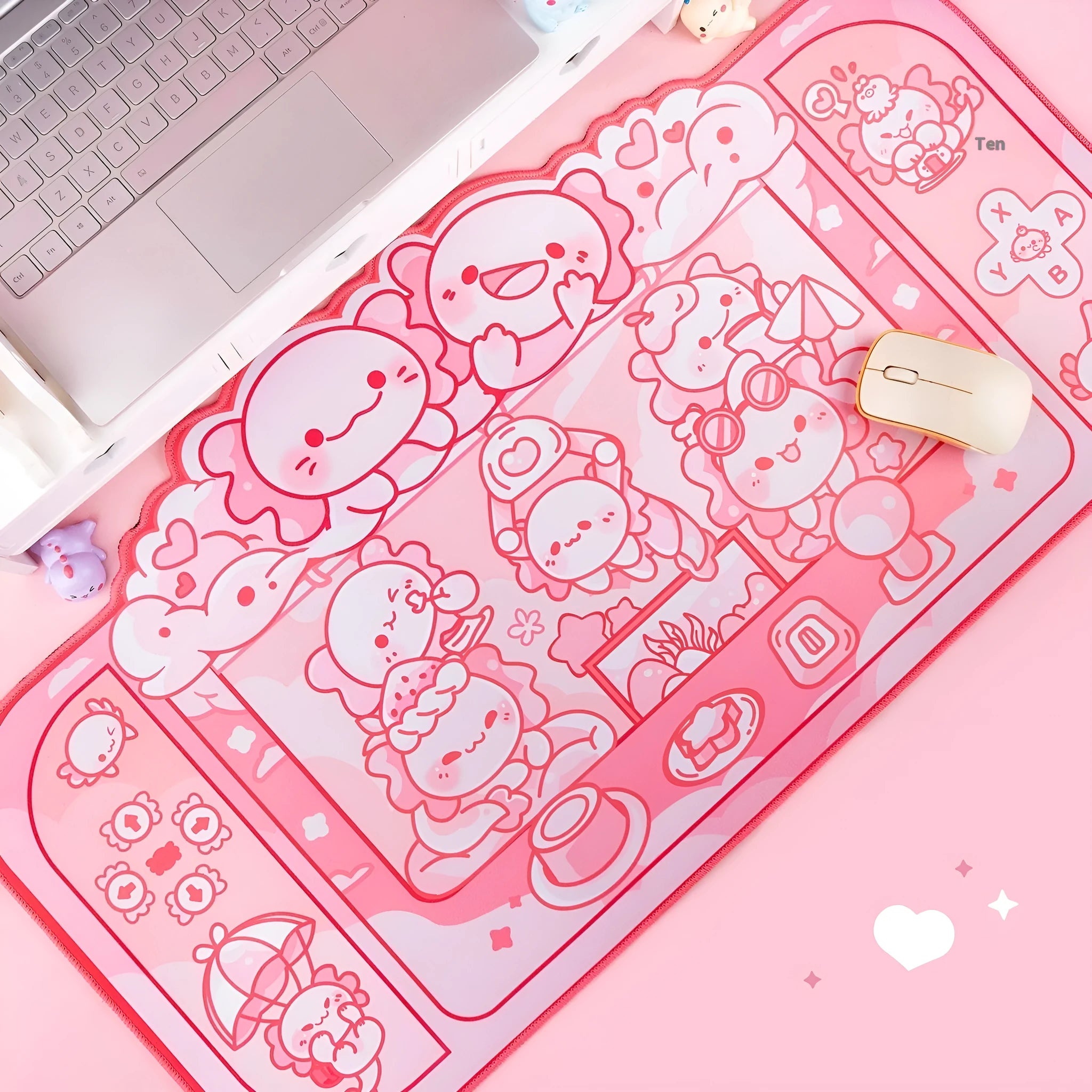 Hexagonal dragon crane machine large mouse pad with wrist support and cartoon anime pattern