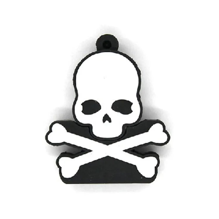 Halloween skeleton skull USB flash drive with chain attachment in PVC shell