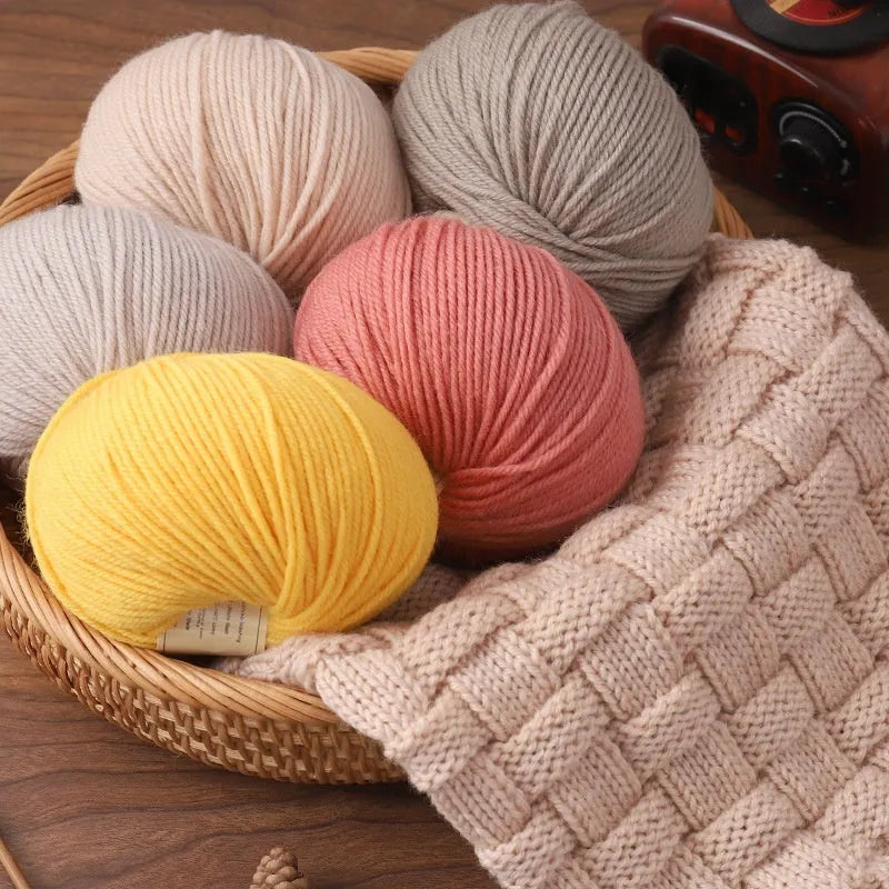 Roll of wool knitting yarn in a choice of colours for hand knitting with needle number 10.