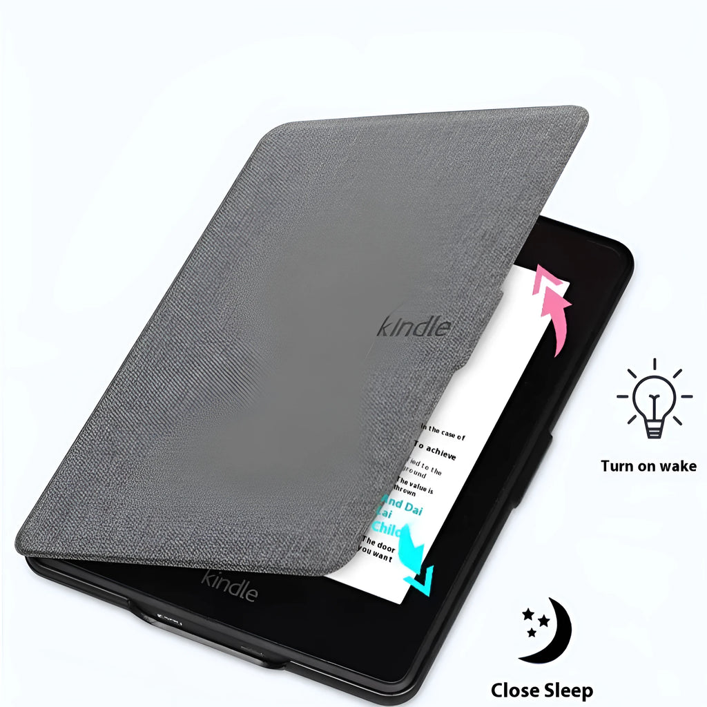 Linen leather protective case for Kindle Paperwhite with magnetic closure in multiple colour options