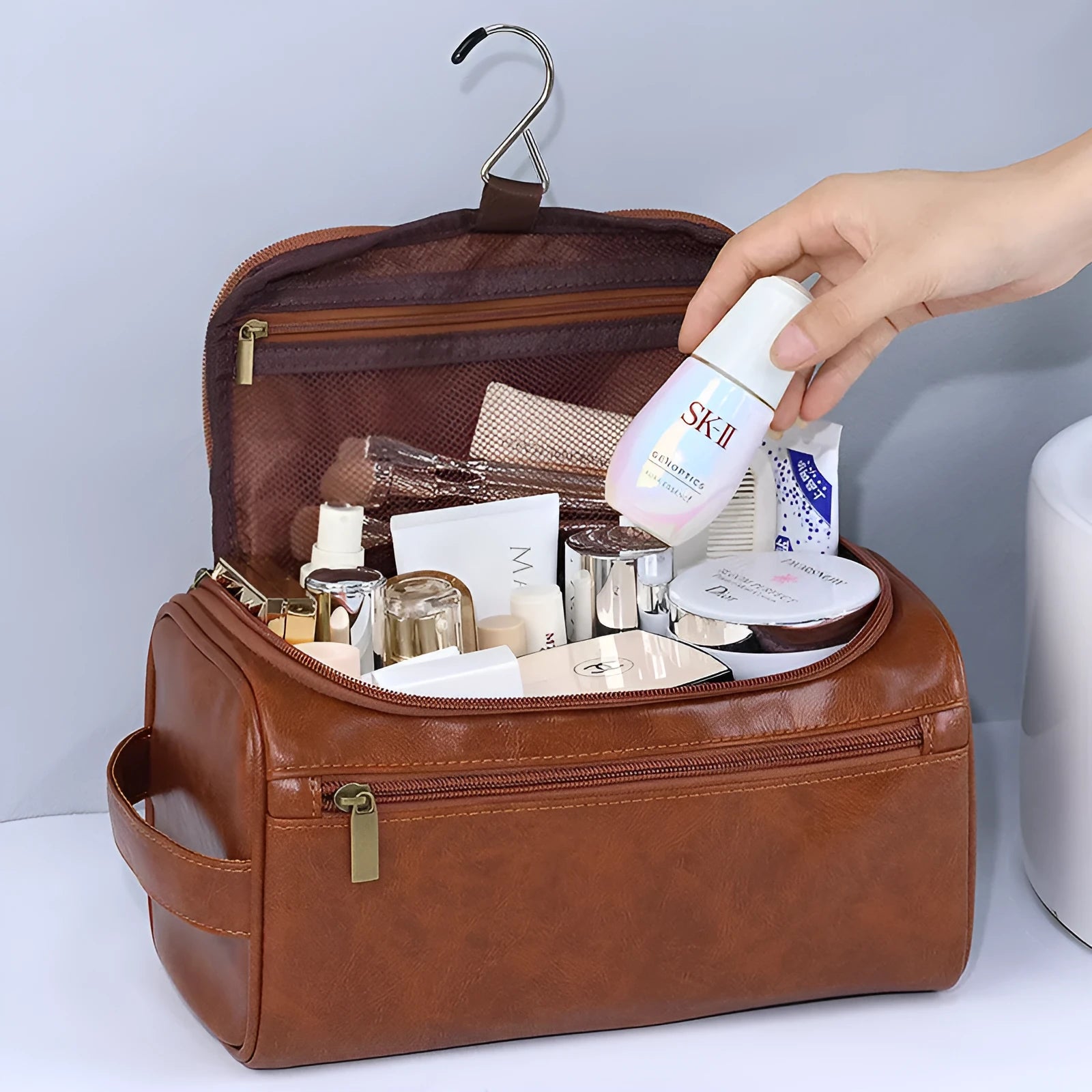 Large capacity waterproof cosmetic storage bag in European retro style