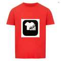 Red and white striped short sleeve T-shirt with Japanese retro style, made from silk and linen blend fabric.